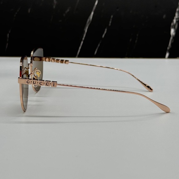 NEW GG1435SA 002 GUCCI GOLD BROWN GEOMETRIC WOMEN GUCCI SUNGLASSES - Picture 7 of 12